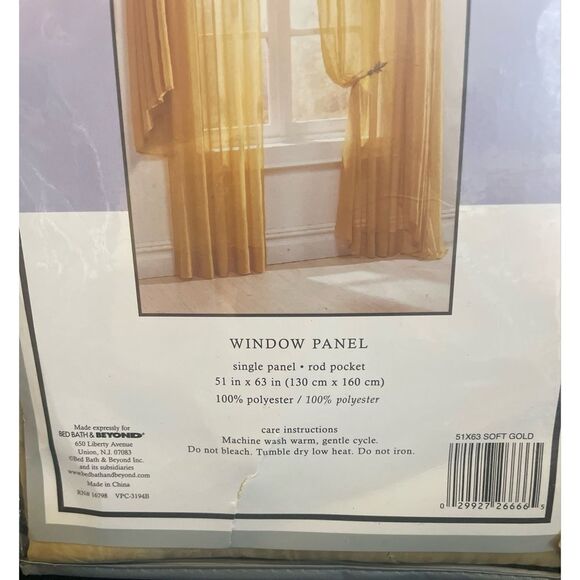 Crushed Voile Window Panel Sheer Soft Gold  63” NEW! - Picture 4 of 4